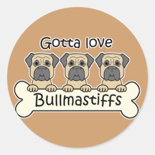 Pegatina Redonda Tres Bullmastiffs