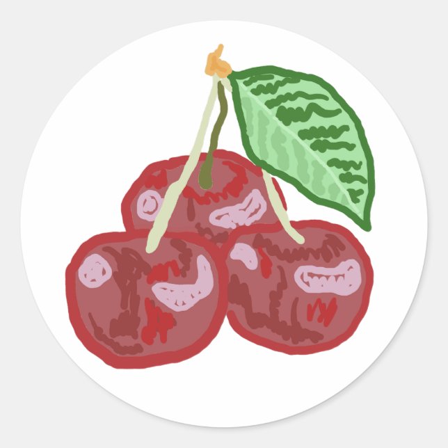 Pegatina Redonda Tres cerezas (Anverso)