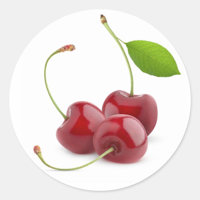 Pegatina Redonda Tres cerezas dulces (Anverso)