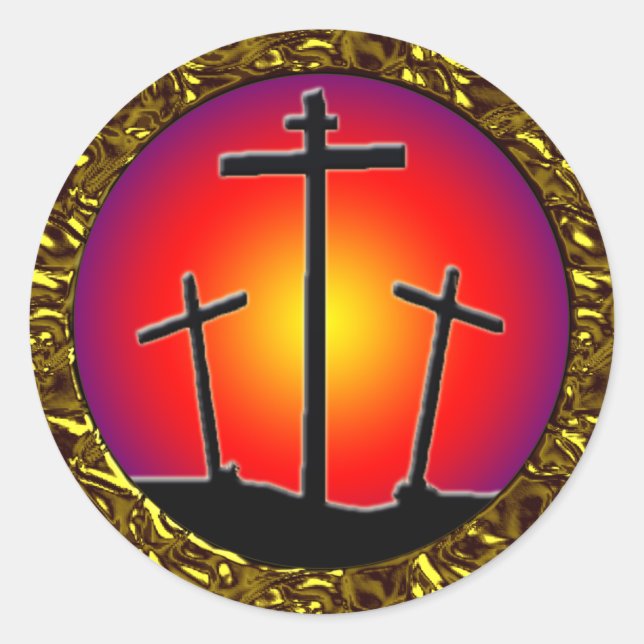 PEGATINA REDONDA TRES CRUZAS (Anverso)