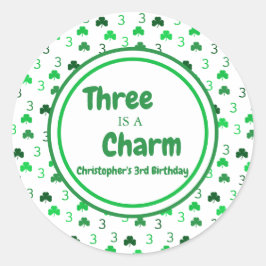 Pegatina Redonda Tres es el tercer cumpleaños de San Patricio