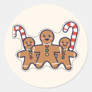 Pegatina Redonda Tres galletas de jengibre Cookie Buddies