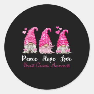 Pegatina Redonda Tres Gnomes Paz Esperanza Amor El Cáncer de Mama A