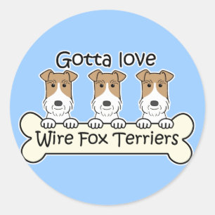 Pegatina Redonda Tres hilos Fox Terriers