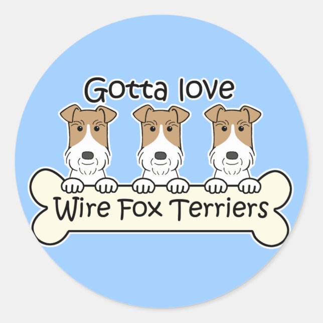 Pegatina Redonda Tres hilos Fox Terriers (Anverso)