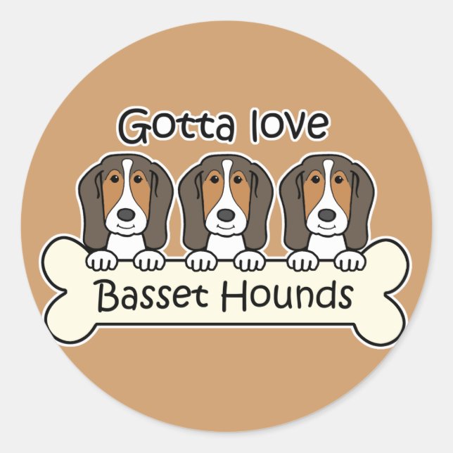 Pegatina Redonda Tres Hitos Basset (Anverso)
