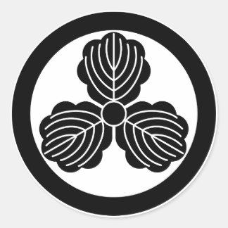 Pegatina Redonda Tres hojas de roble (1) en círculo