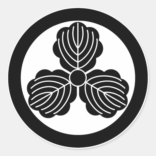 Pegatina Redonda Tres hojas de roble (1) en círculo (Anverso)