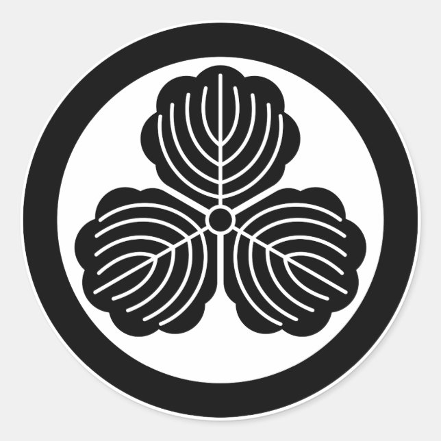 Pegatina Redonda Tres hojas de roble en círculo (Anverso)