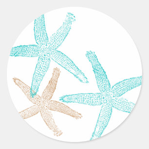 Pegatina Redonda Tres impresiones Starfish