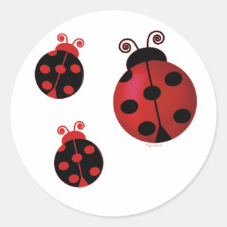 Pegatina Redonda Tres Ladybugs