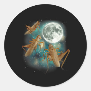 Pegatina Redonda Tres Luna de Grillo 3 Insecto Aullador Meme Magia 