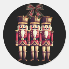 Pegatina Redonda Tres Nutcrackers Red Classic Round Stic