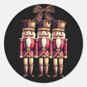 Pegatina Redonda Tres Nutcrackers Red Classic Round Stic