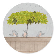 Tres pájaros en la lluvia