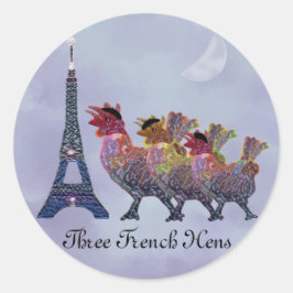 Pegatina Redonda Tres Pegatinas franceses de Hens