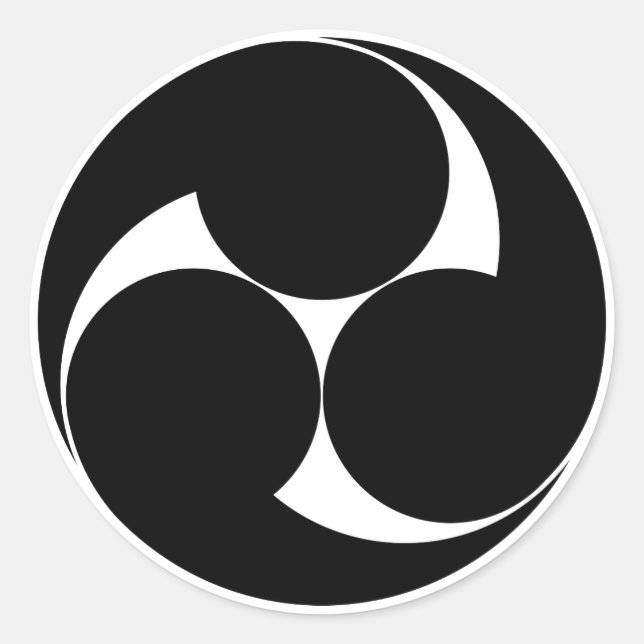 Pegatina Redonda Tres remolinos en el sentido de las agujas del rel (Anverso)