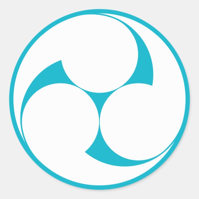 Pegatina Redonda Tres remolinos en el sentido de las agujas del rel (Anverso)