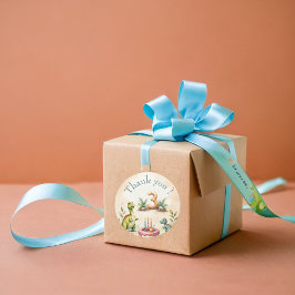 Pegatina Redonda Tres Rex Dinosaurio Tercer Cumpleaños