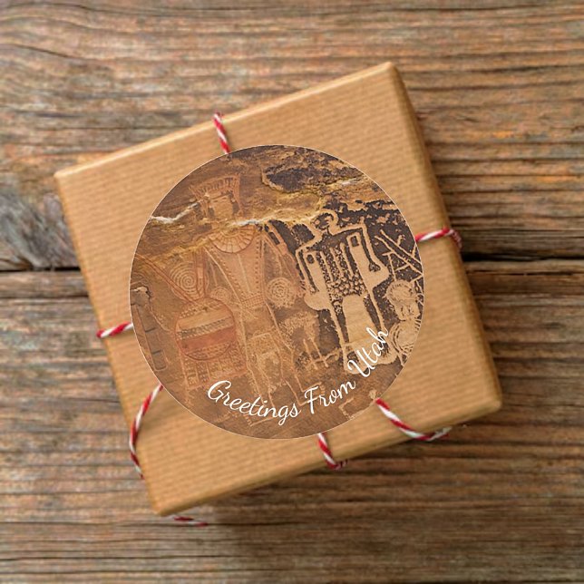 Pegatina Redonda Tres Reyes Petroglyph Mcconkie Ranch Utah (Subido por el creador)