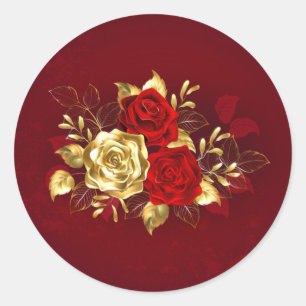 Pegatina Redonda Tres Rosas Joyas