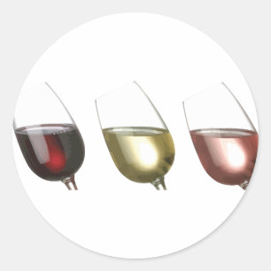 Pegatina Redonda Tres vidrios del personalizado del vino