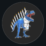 Pegatina Redonda Trex Dinosaur Menorah Hanukkah Chanukah<br><div class="desc">Trex,  Dinosaurio,  Menorah,  Hanukkah,  Chanukah,  Judíos,  Niños,  Niños_1</div>