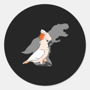 Pegatina Redonda TRex Moluccan Cockatoo Shadow Dinosaur Bird Lover