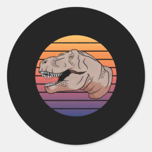 Pegatina Redonda TRex Tyrannosaurus Rex Dinosaur Retro Vintage