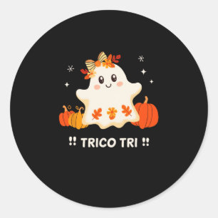 Pegatina Redonda Tri Cute Halloween Spookan Fantasma Mexicano Españ