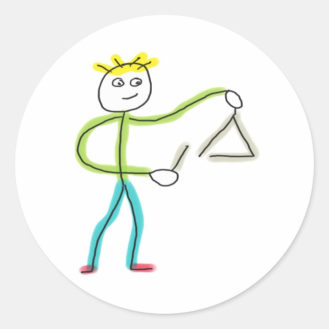 Pegatina Redonda Triangle Playing Stickman (Anverso)
