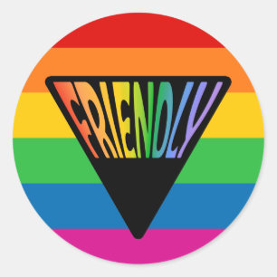 Pegatina Redonda Triángulo amistoso con los gays