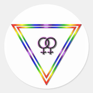 Pegatina Redonda Triángulo del Arcoiris Hembra/Mujer