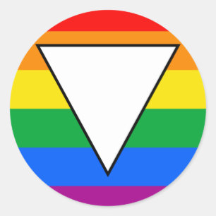 Pegatina Redonda Triángulo LGBTQ+ y orgullo arcoiris