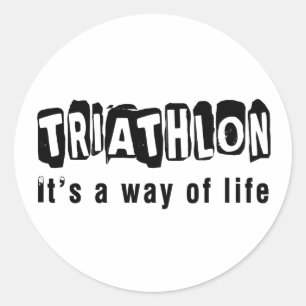 Pegatina Redonda Triathlon es una manera de vida