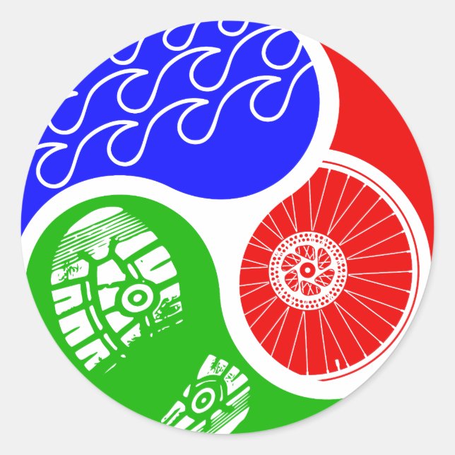 Pegatina Redonda Triathlon TRI Yin Yang (Anverso)