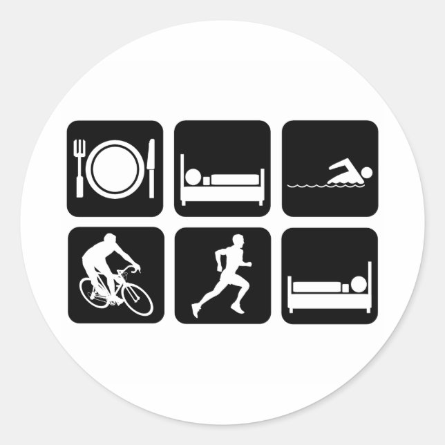 Pegatina Redonda Triatlón divertida (Anverso)