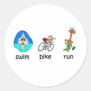 Pegatina Redonda Triatlón divertida