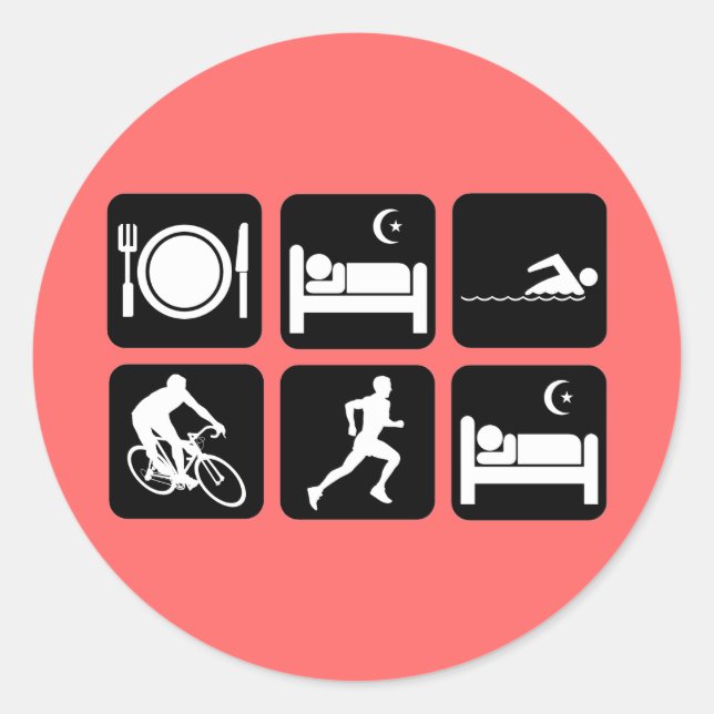 Pegatina Redonda Triatlón divertida (Anverso)