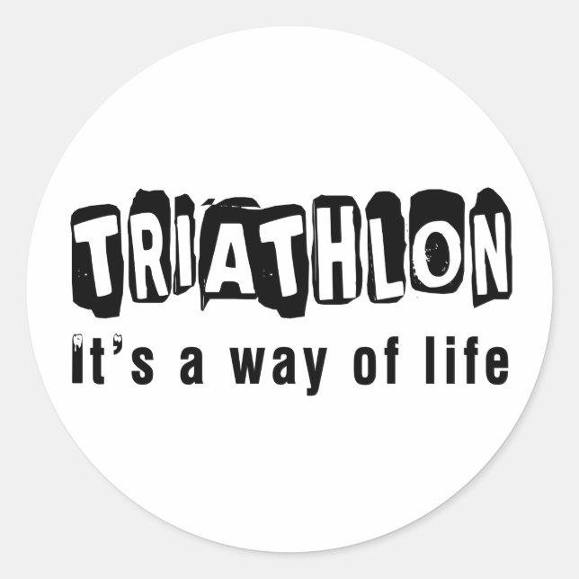 Pegatina Redonda Triatlón es una forma de vida (Anverso)