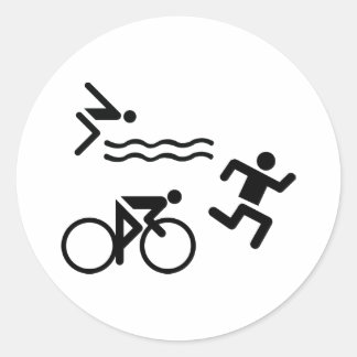 Pegatina Redonda Triatolón - ciclismo de natación en marcha