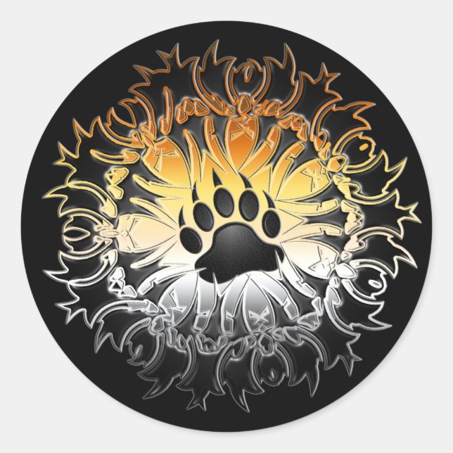 Pegatina Redonda Tribal Bear Pride Paw (Anverso)
