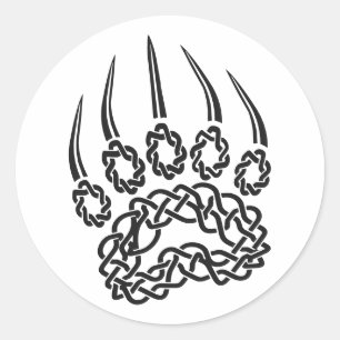 Pegatina Redonda Tribal Black Bear Paw