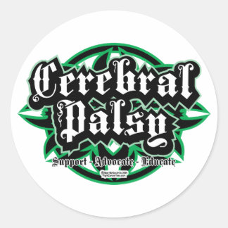 Pegatina Redonda Tribal de parálisis cerebral