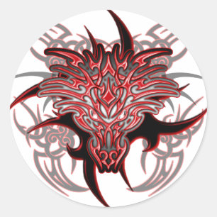 Pegatina Redonda Tribal Dragon