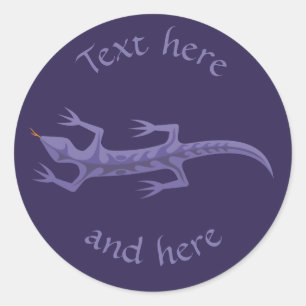 Pegatina Redonda Tribal Lizard Mauve