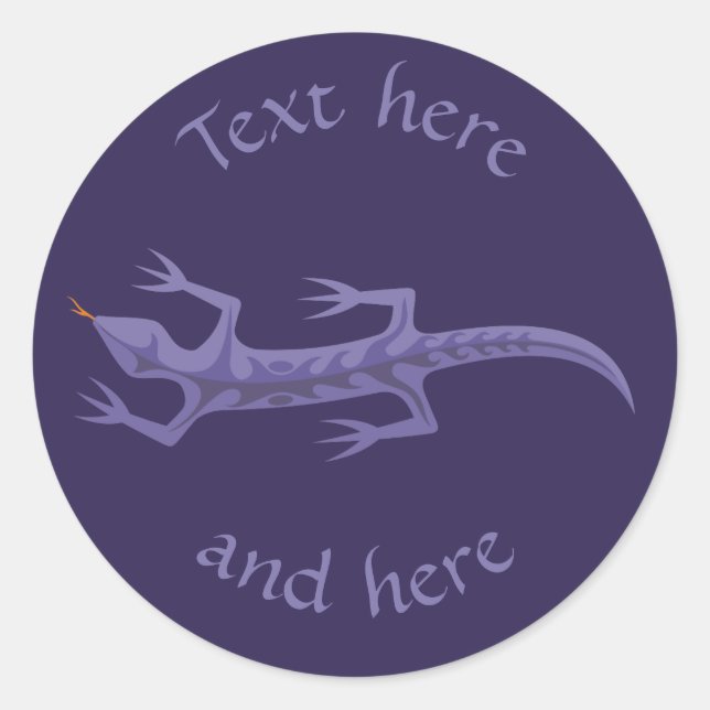Pegatina Redonda Tribal Lizard Mauve (Anverso)