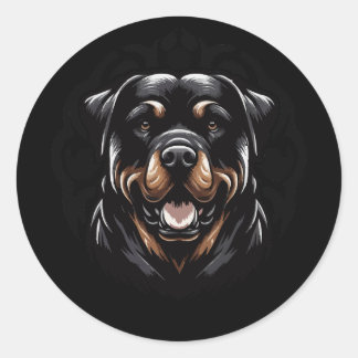 Pegatina Redonda Tribal Rottweiler Sticker – Fierce & Loyal