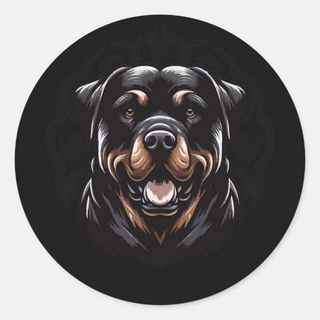 Pegatina Redonda Tribal Rottweiler Sticker – Fierce & Loyal (Anverso)