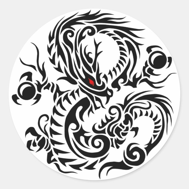Pegatina Redonda tribal ryuu 4 (Anverso)